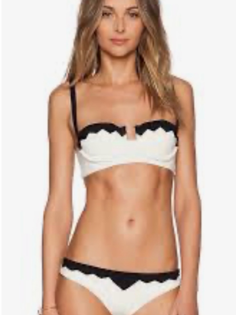 Boys + Arrows Cream and Black Two-Tone Balconette Bikini Top